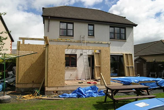 Addition framed and sheathed